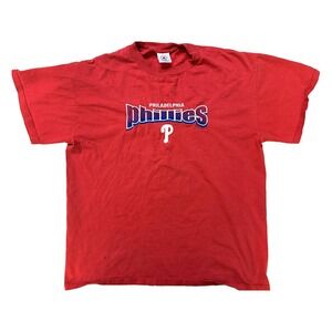 Vintage 2001 Philadelphia Phillies Shirt Mens Large Red MLB Embroidered SS Y2K